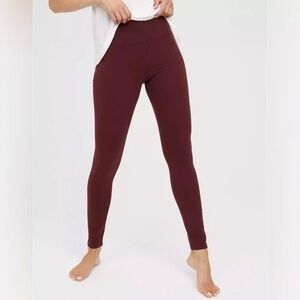 AERIE CHILL PLAY MOVE BRICK RED LEGGINGS